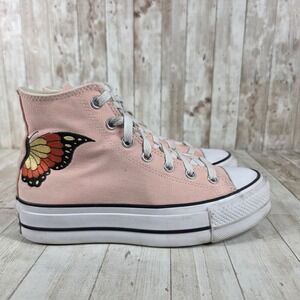 Converse Chuck Taylor All Star Platform Butterfly High Top Pink Womens 7.5‎